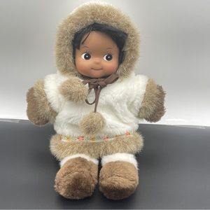 Kipmik Eskimo Doll Brown Fur Plush Alaska 7” Northern Neighbors Aqpik